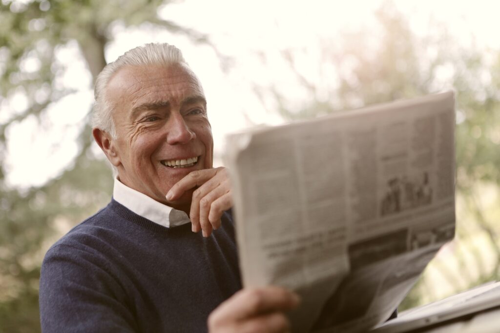 senior wearing dentures
