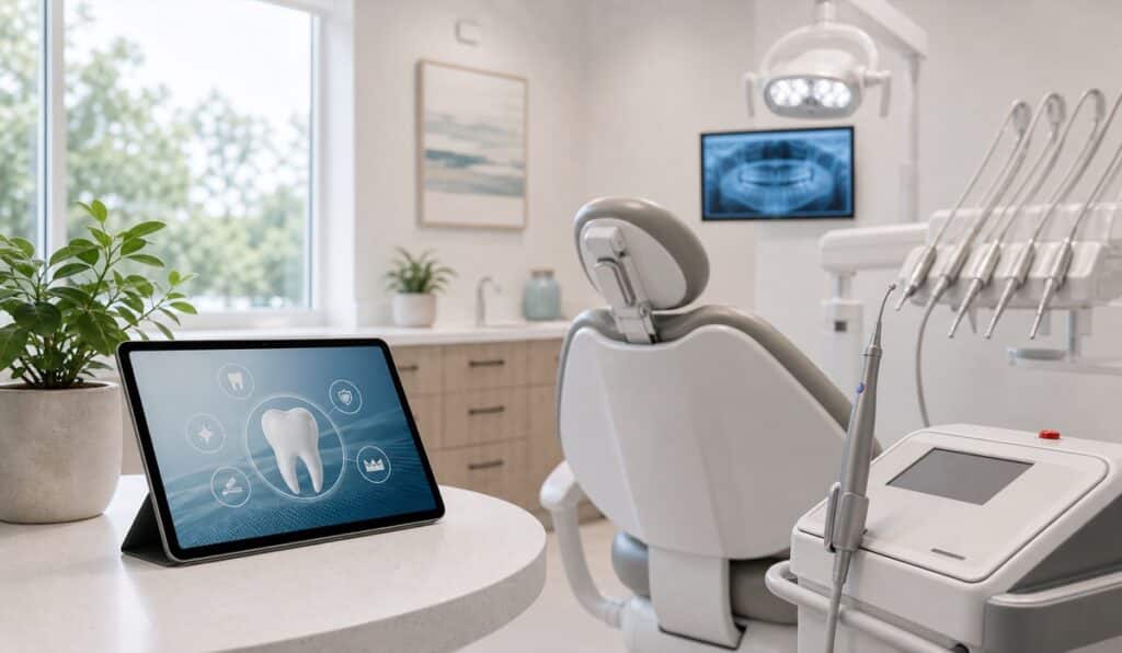 Dental technology consultation room for family dental care