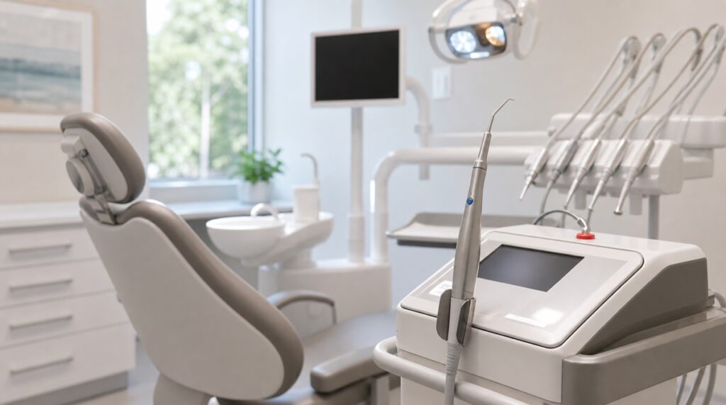 Laser dentistry equipment in a modern family dental treatment room
